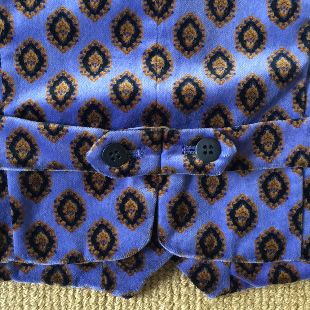 Burberry Blue Velour Patterned Button Front Vest - image 5